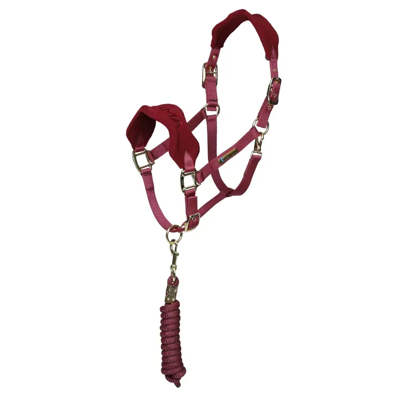 Arma Fleece Headcollar and Lead Rope in Burgundy