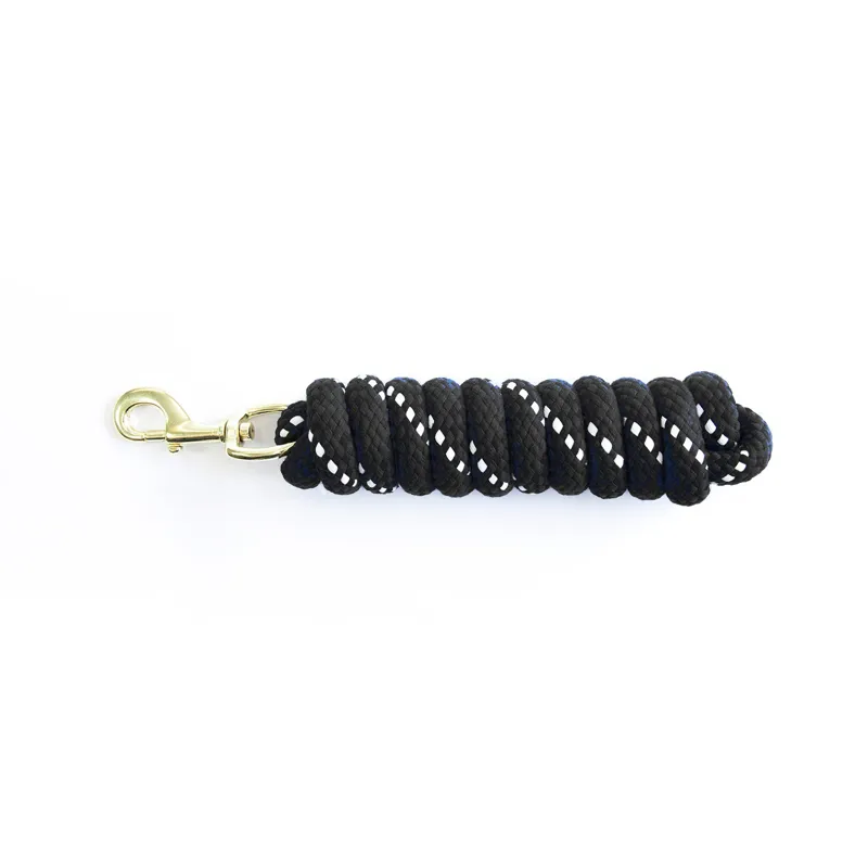 KM Elite Cotton 7ft Double Braided Leadrope in Black/White