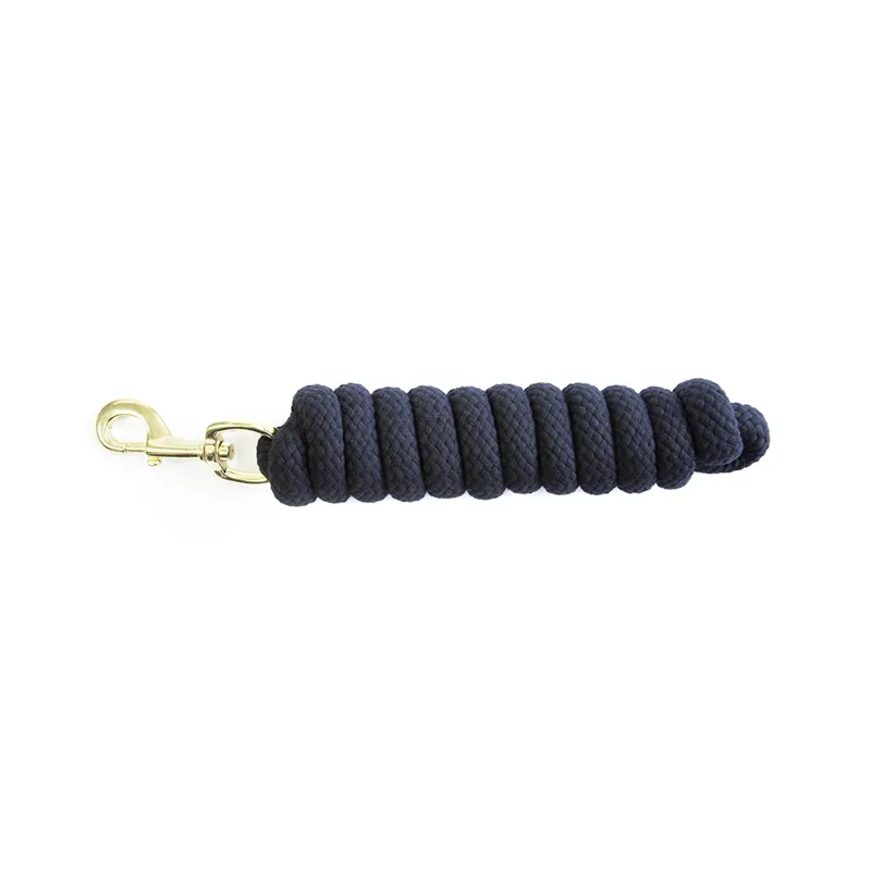 KM Elite Cotton 7ft Double Braided Leadrope in Solid Colour Black
