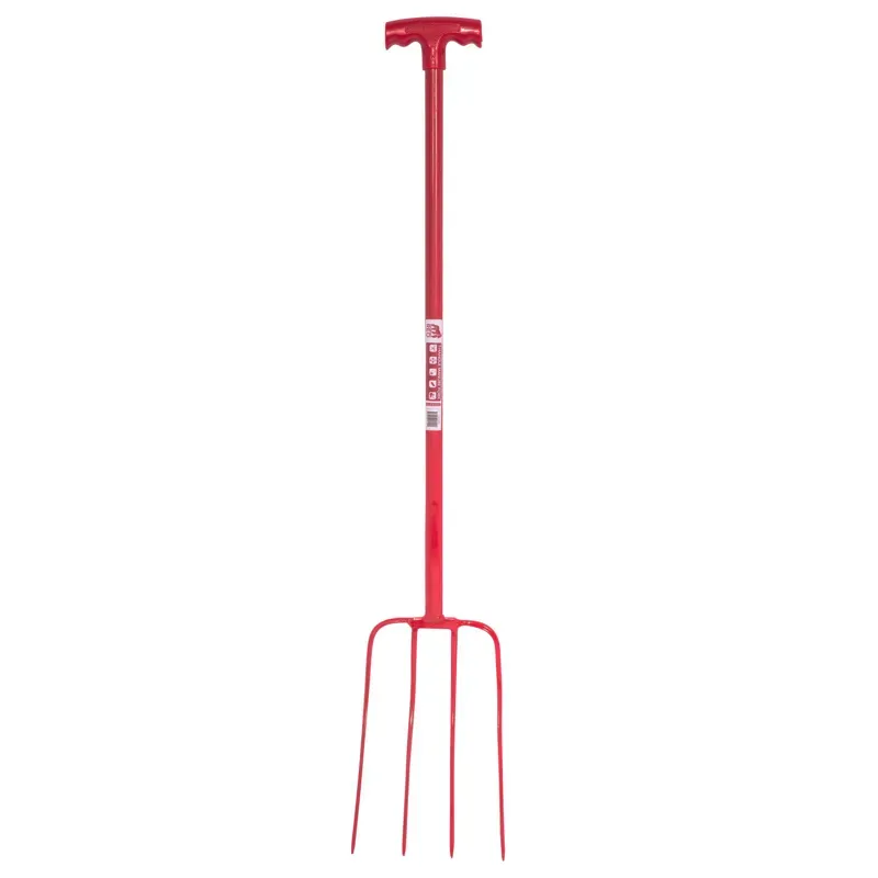 Red Gorilla 4 Prong Manure Fork T-Handle Red
