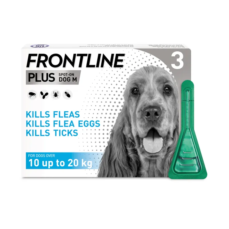 Frontline Plus Spot On For Medium Dogs 10-20kg - 3 Pipettes 10 - 20 kg x 3 pipettes