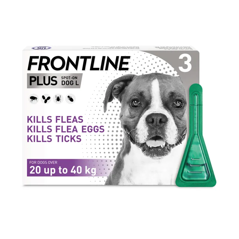 Frontline Plus Spot On For Large Dogs 20-40kg - 3 Pipettes 20 - 40 kg x 3 pipettes