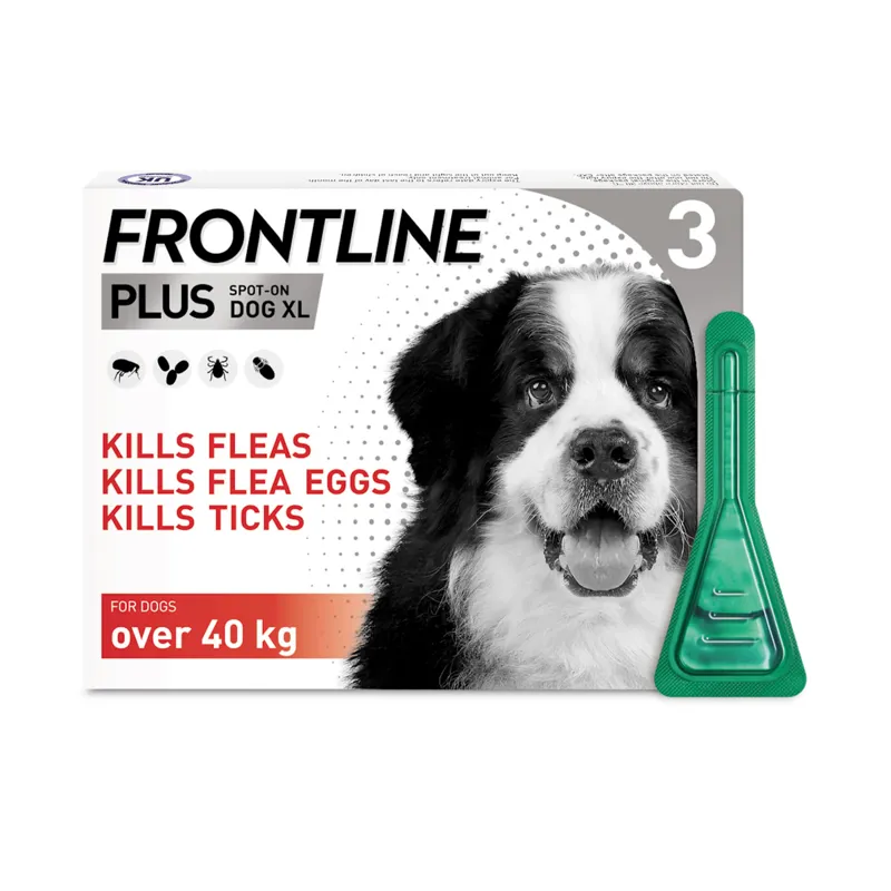 Frontline Plus Spot On For Extra Large Dogs Over 40kg - 3 Pipettes 40 kg extra large dog