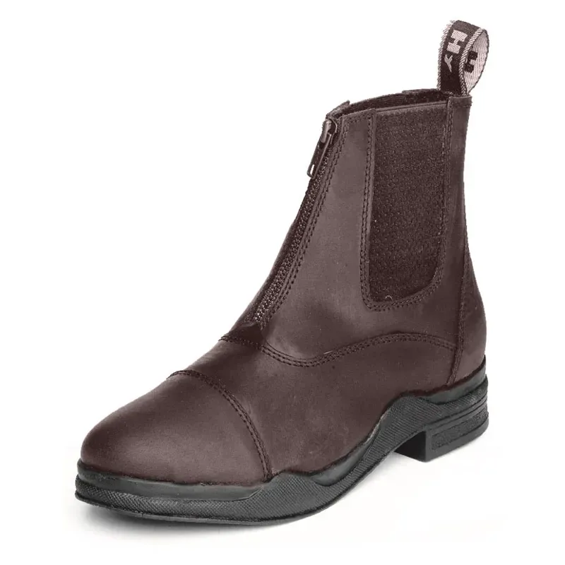 Hy Equestrian Wax Leather Zip Boot in Brown