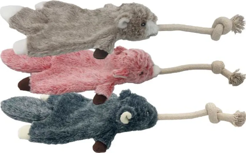 Hem and Boo Flatty Rats with Rope and Ball in Head Assorted