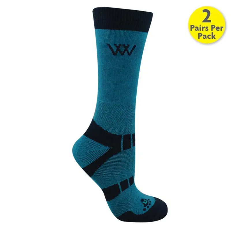 Woof Wear Short Bamboo Waffle Riding Socks Ocean/Navy