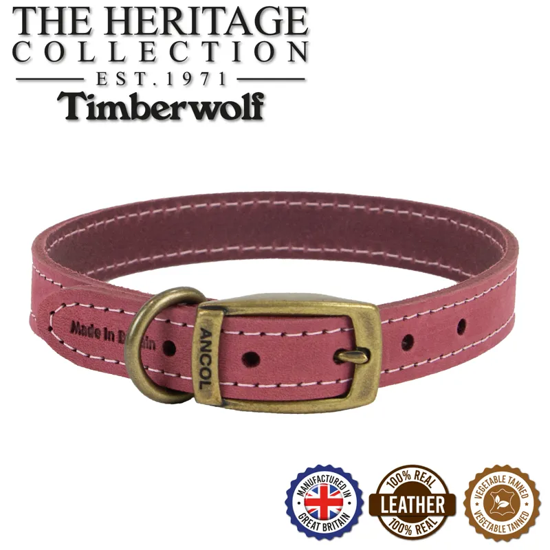 Ancol Timberwolf Leather Collar Pink