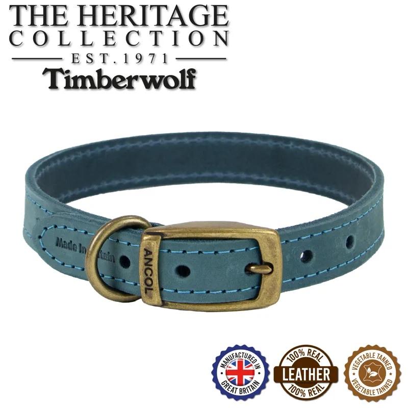 Ancol Timberwolf Leather Collar Blue
