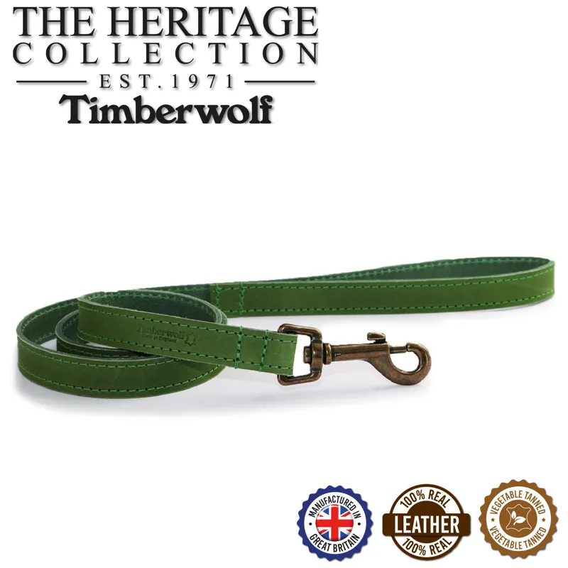 Ancol Timberwolf Leather Snap Lead Green 100x1.9cm