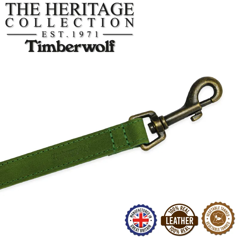 Ancol Timberwolf Leather Snap Lead Green 100x1.9cm-1