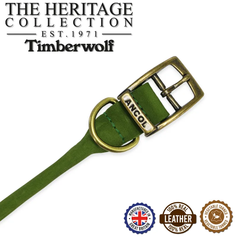 Ancol Timberwolf Rolled Leather Collar Green-1