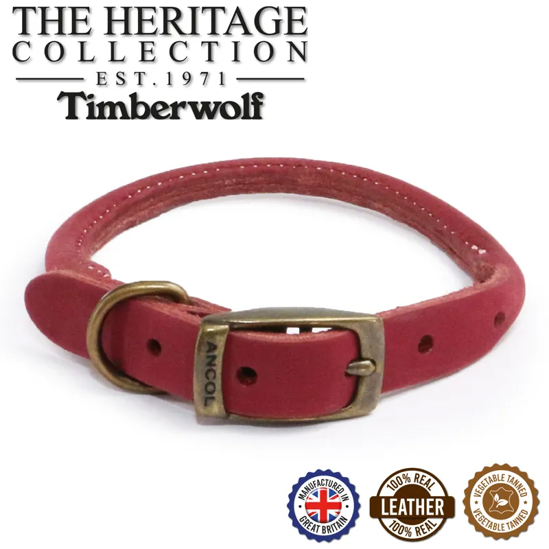 Ancol Timberwolf Rolled Leather Collar Pink