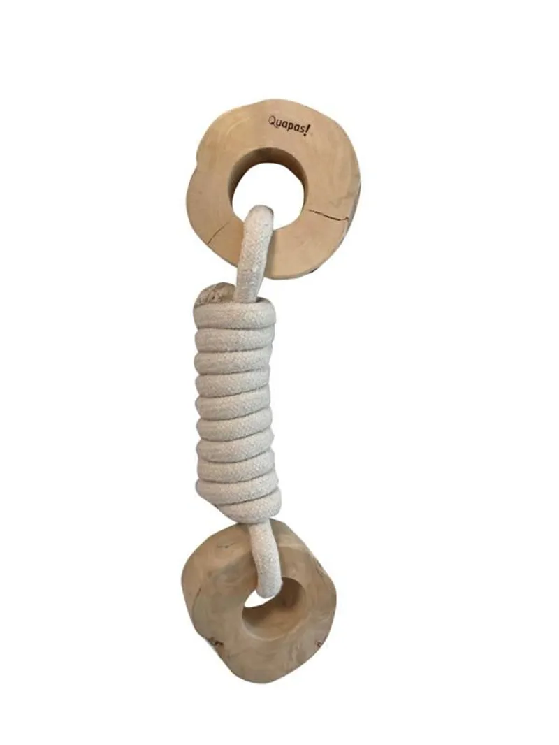 Quapas! Coffee Wood Circle Double Dog Toy