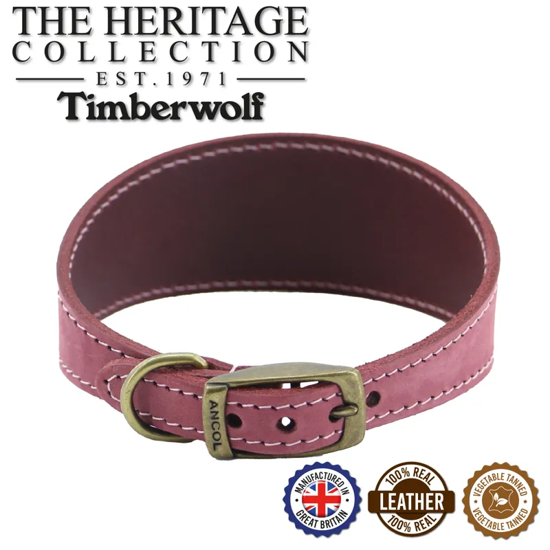 Ancol Timberwolf Leather Hound Collar Pink