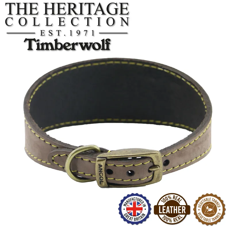 Ancol Timberwolf Leather Hound Collar Sable