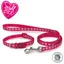 Ancol Small Bite Reflective Bone Collar Lead Set Pink Heart 