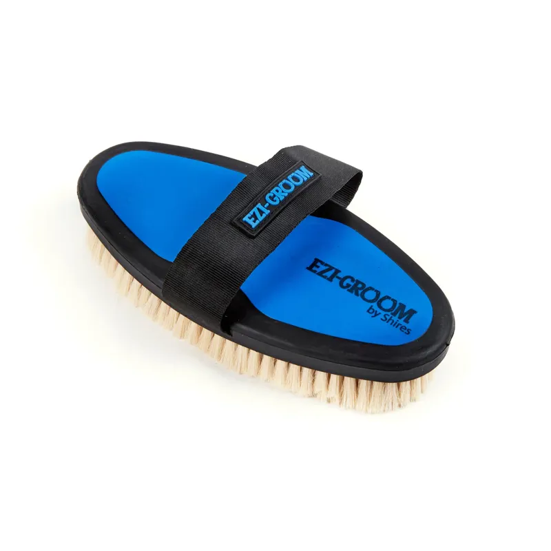 EZI-GROOM Grip Body Brush With Goat Hair BRIGHT BLUE Large