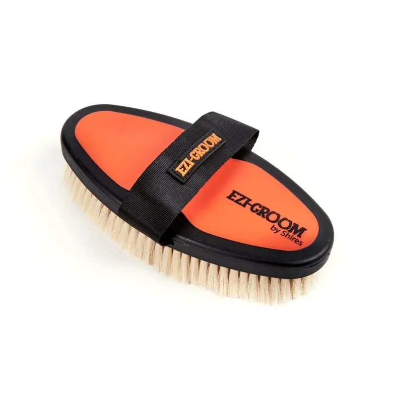 EZI-GROOM Grip Body Brush With Goat Hair ORANGE Large