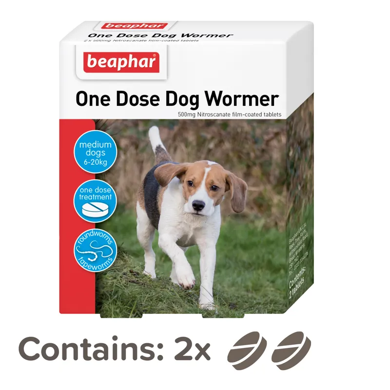 Beaphar One Dose Worming Tablets For Dogs 6-20kg 2 Tablets