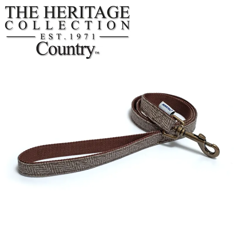 Ancol Heritage Snap Lead Taupe Herringbone 100x1.9cm