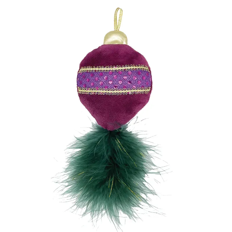 Happy Pet Holly Robin Gemstone Forest Catnip Bauble