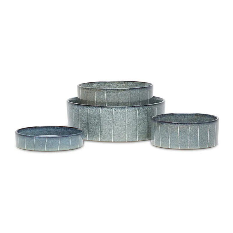 Scruffs Reactive Glaze Pet Bowl Pinstripe Grey