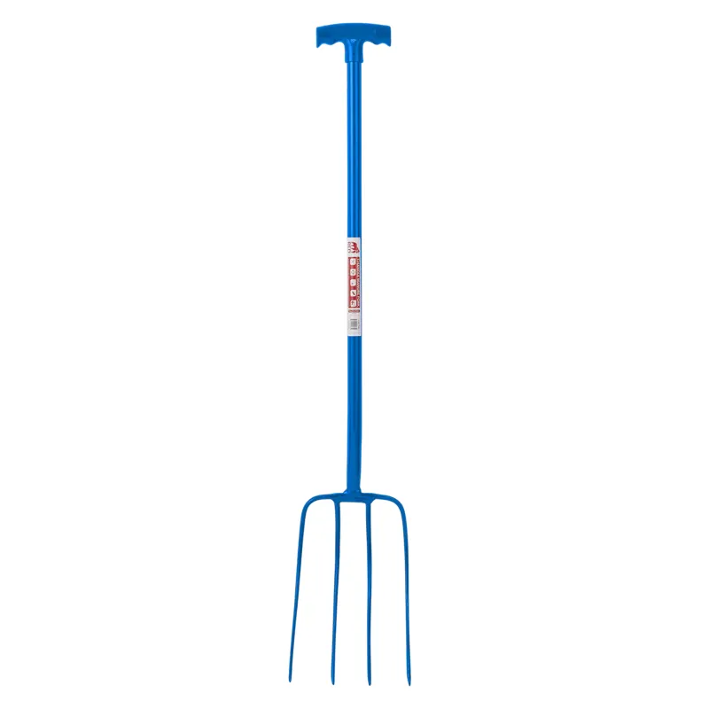 Red Gorilla 4 Prong Manure Fork T-Handle Blue