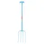 Red Gorilla 4 Prong Manure Fork T-Handle Sky Blue