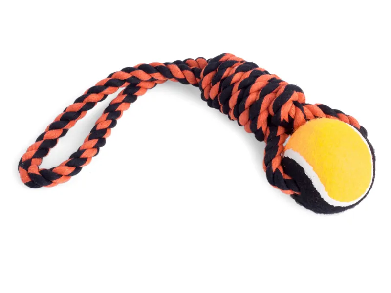 PetFace Seriously Strong Tennis Ball and Rope Dog Toy Large