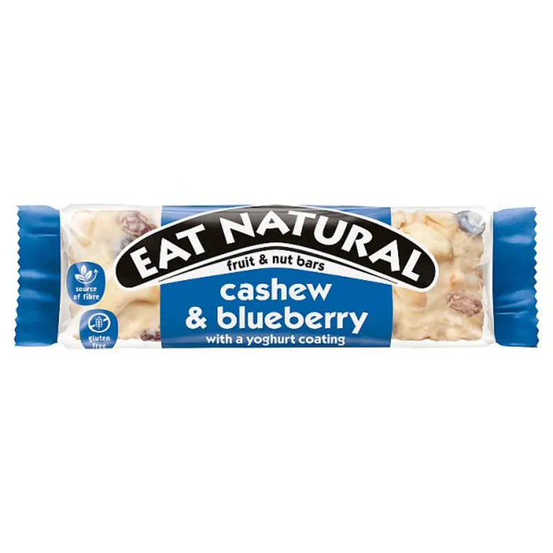 Eat Natural Cashew and Blueberry with a Yoghurt Coating Fruit and Nut Bars 40g