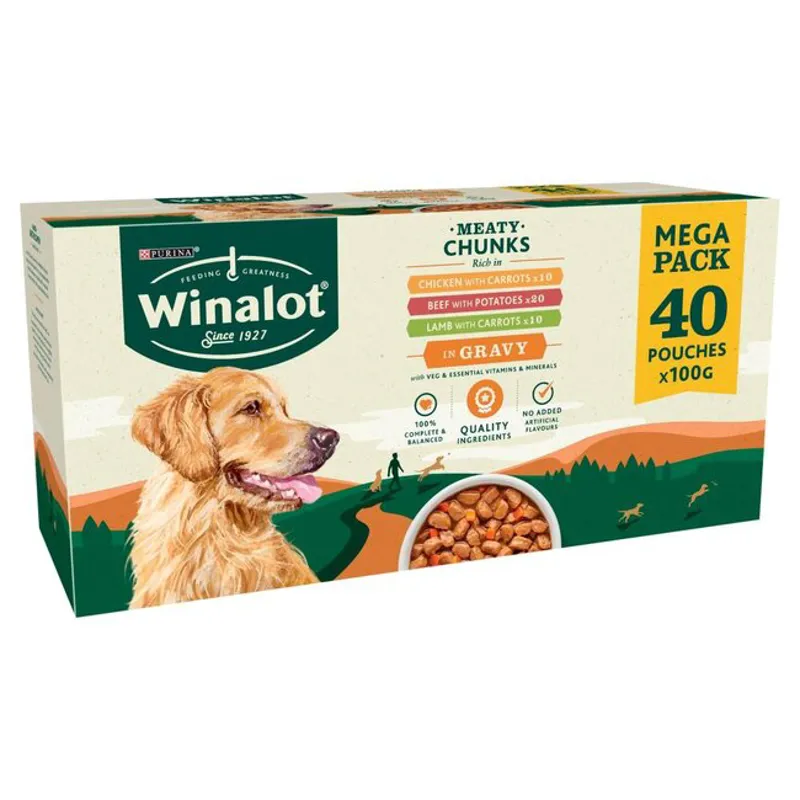 Winalot Pouch Meaty Chunks in Gravy 40x100g