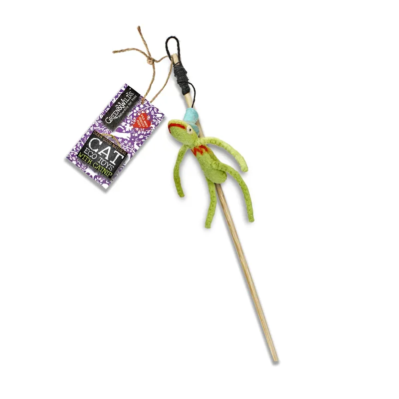 Green and Wilds Freddy Froglegs Eco Teaser Toy with Catnip