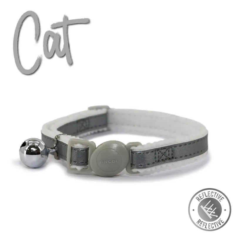 Ancol Reflective Safety Buckle Cat Collar Silver