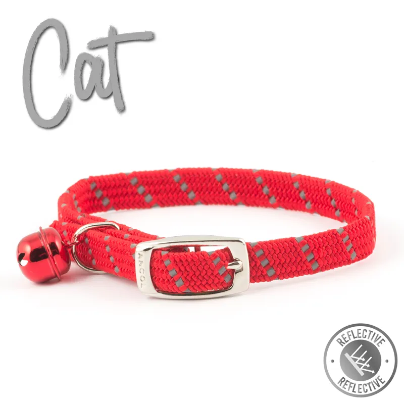 Ancol Softweave Reflective Elastic Cat Collar Red