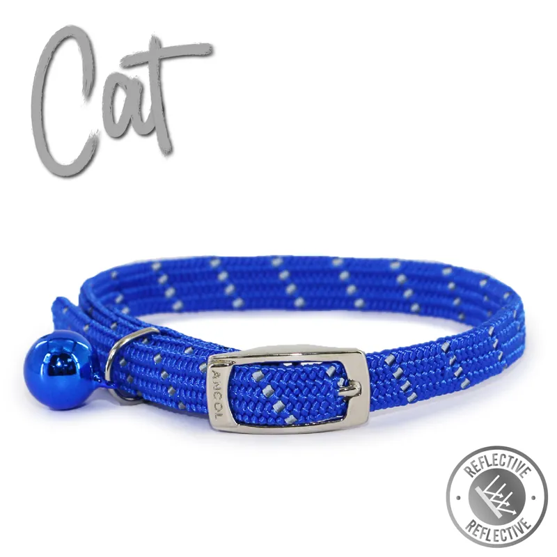 Ancol Softweave Reflective Elastic Cat Collar Blue