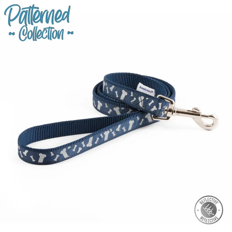 Ancol Reflective Snap Lead Blue Bone 100x1.9cm