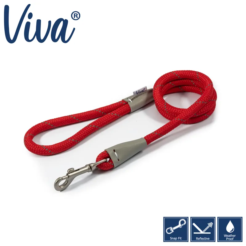 Ancol Red Viva Reflective Rope Snap Lead