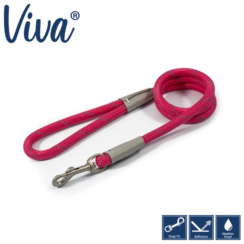 Ancol Viva Reflective Rope Snap Lead Pink