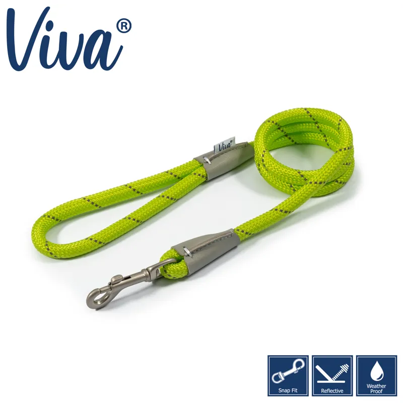 Ancol Viva Reflective Rope Snap Lead Lime