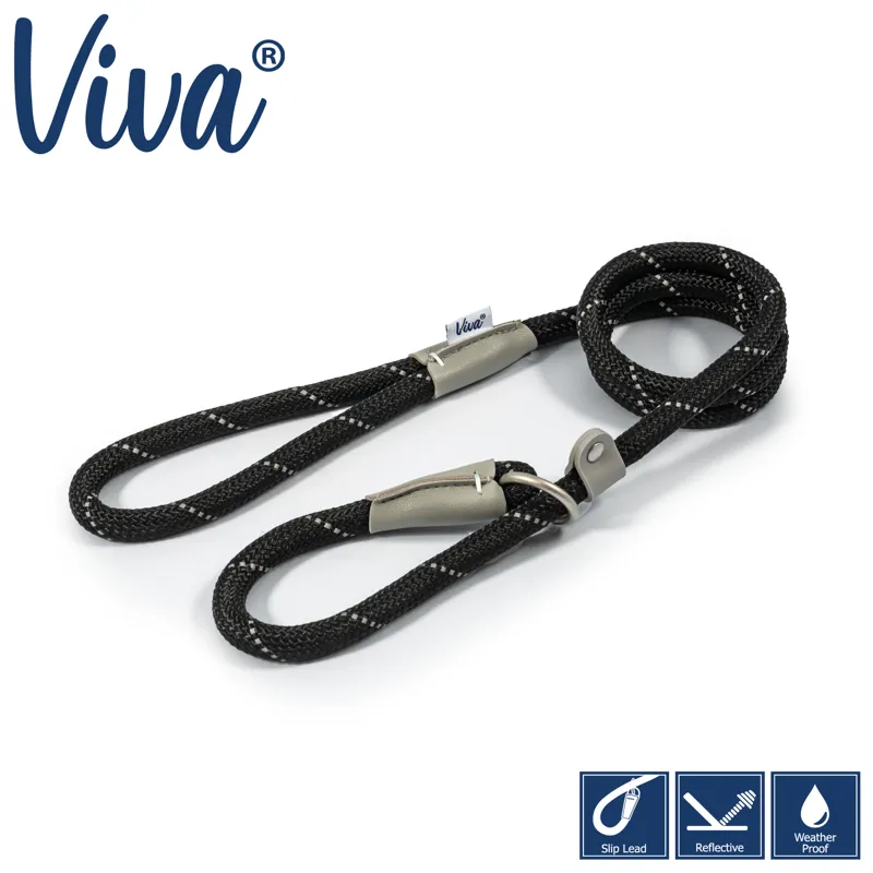 Ancol Viva Reflective Rope Slip Lead Black