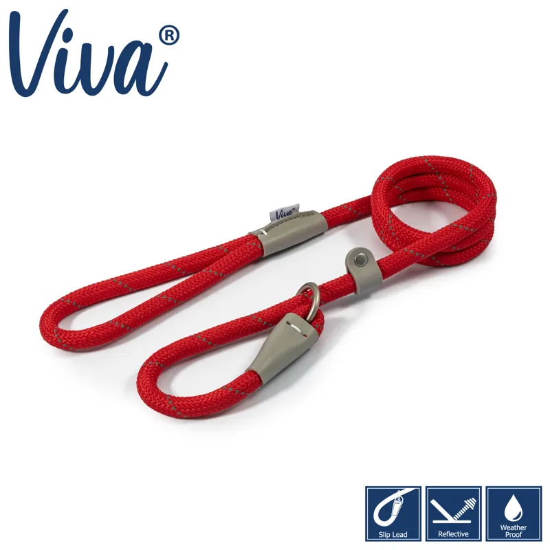 Ancol Viva Reflective Rope Slip Lead Red