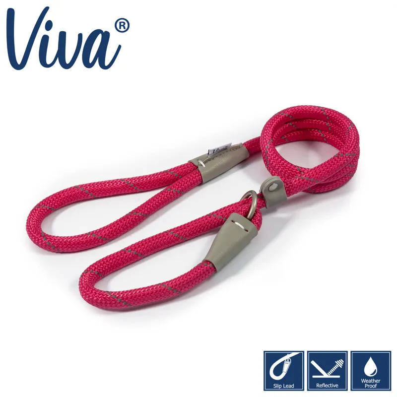 Ancol Viva Reflective Rope Slip Lead Pink