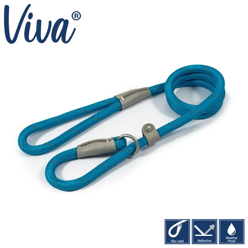 Ancol Viva Reflective Rope Slip Lead Blue
