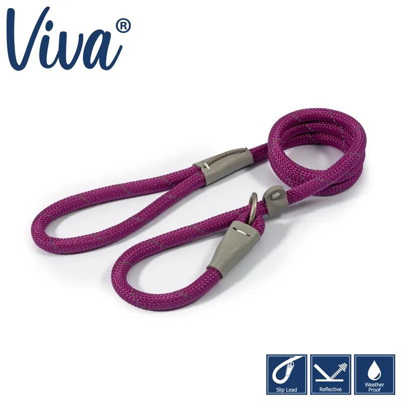 Ancol Viva Reflective Rope Slip Lead Purple