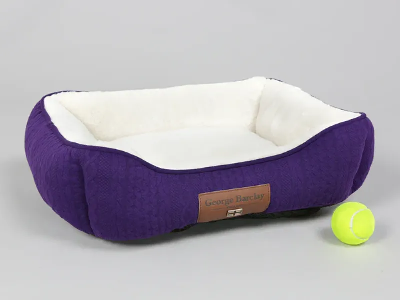 George Barclay Aran Knit Deluxe Pet Bed Plum Small