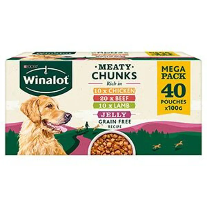 Winalot Pouch Meaty Chunks in Jelly 40x100g