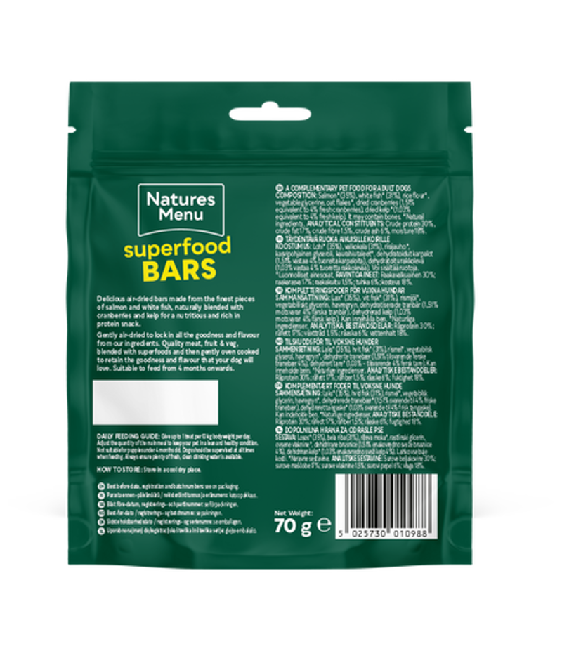 Natures Menu Salmon and White Fish Superfood Bars 70g-1