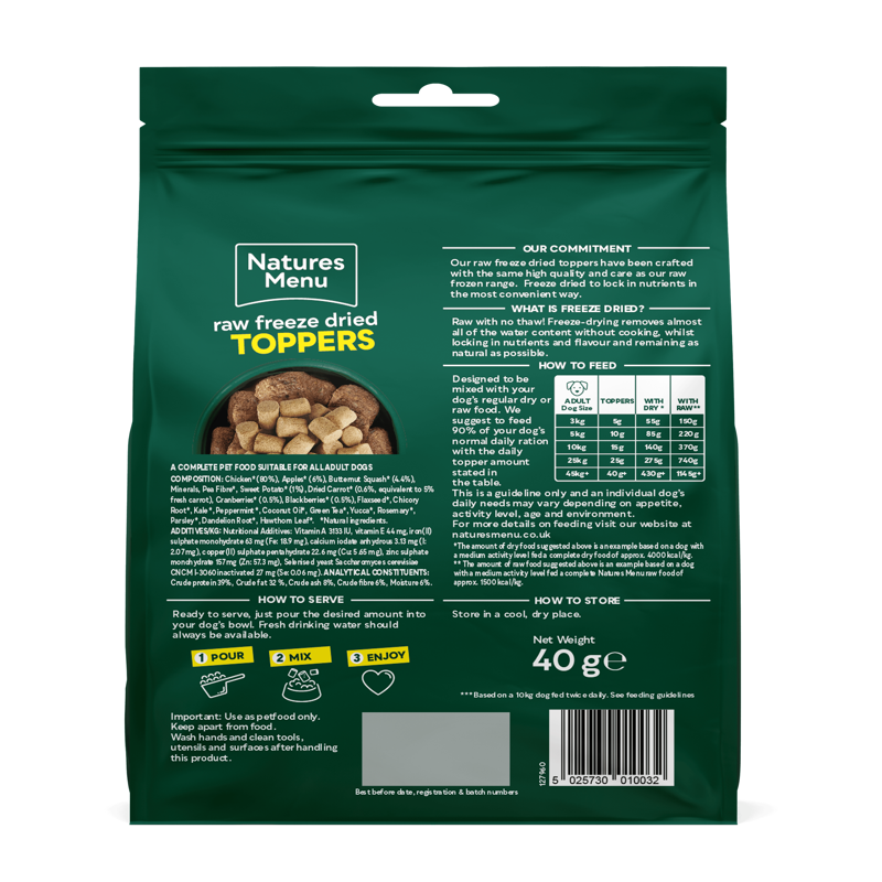 Natures Menu Freeze Dried Topper Chicken 40g-1
