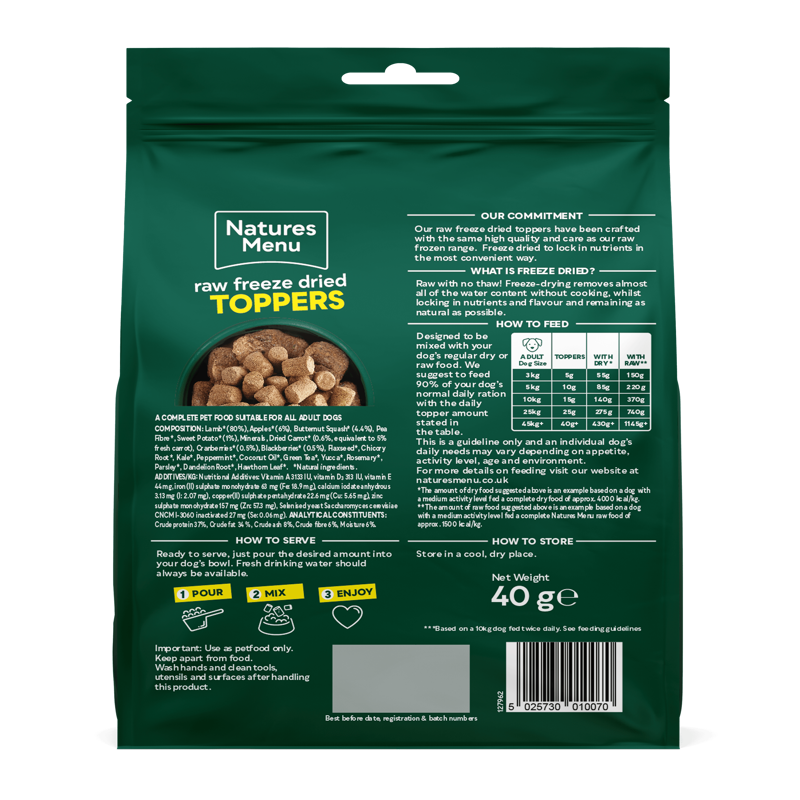 Natures Menu Freeze Dried Topper Lamb 40g-1