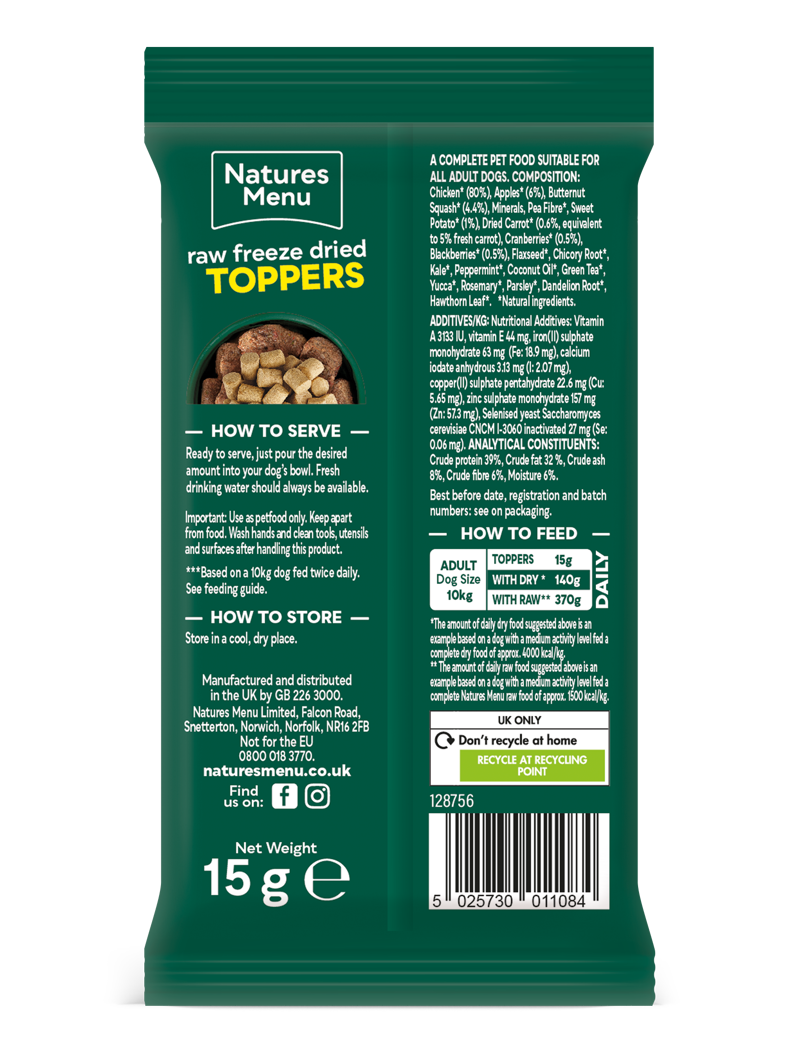 Natures Menu Raw Freeze Dried Topper Chicken 15g-1